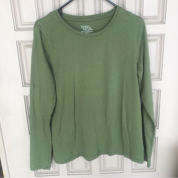Time And Tru olive green, small, long sleeve stretch T-shirt - Picture 4 of 6